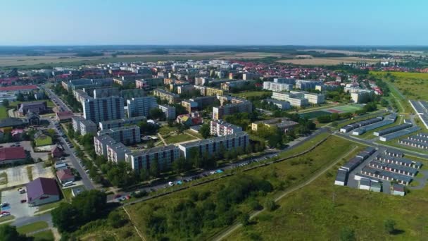 Indah Landscape Perumahan Lubin Krajobraz Osiedle Pemandangan Udara Polandia Rekaman — Stok Video