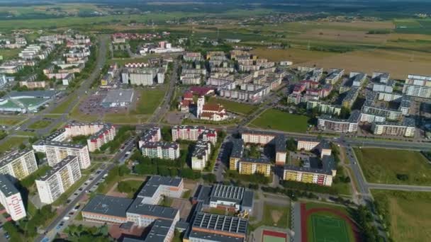 Prachtig Landschap Van Velden Huizen Lomza Krajobraz Luchtfoto View Poland — Stockvideo