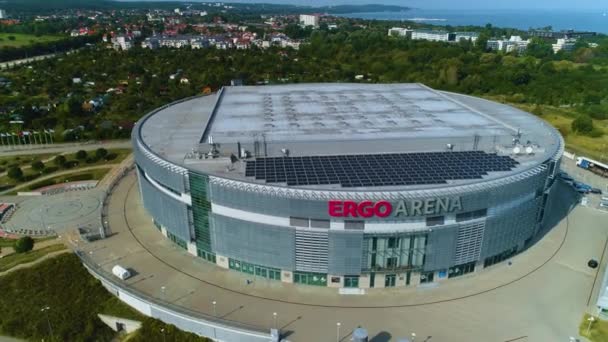 Piękna Hala Sportowa Ergo Arena Gdańsk Widok Lotu Ptaka Polska — Wideo stockowe