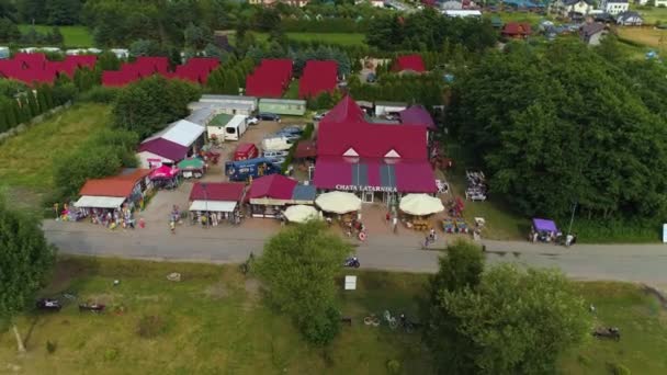 Világítótorony Keepers Hut Gaski Chata Latarnika Aerial View Lengyelország Kiváló — Stock videók