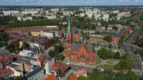 Kilise Meydanı Torun Kosciol Plac Katarzyny Aerial View Poland Yüksek — Stok video