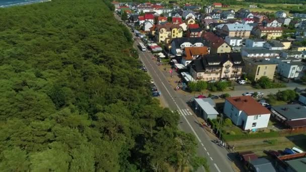 Main Street Landscape Karwia Piekny Krajobraz Aerial View Poland 고품질 — 비디오