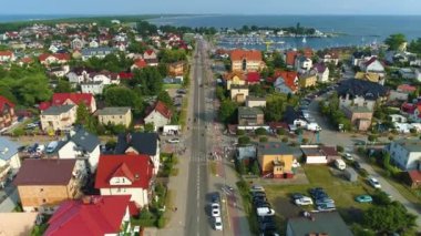 Jastarnia 'daki Panorama Merkezi Havacılık Görünümü Polonya. Yüksek kalite 4k görüntü