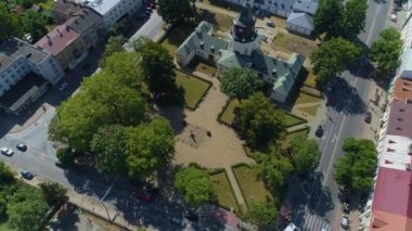 Skwer Kosciuszki Meydanı Siedlce Merkezi Hava Görüntüsü Polonya. Yüksek kalite 4k görüntü