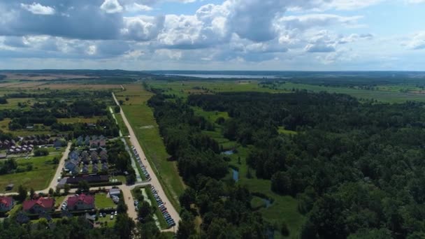 Krásná Krajina River Debki Piekny Krajobraz Aerial View Polsko Vysoce — Stock video