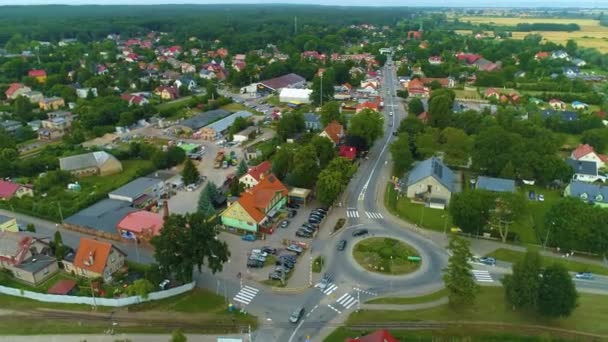 Rondo Beautiful Landscape Stegna Piekny Krajobraz Aerial View Poland Vysoce — Stock video