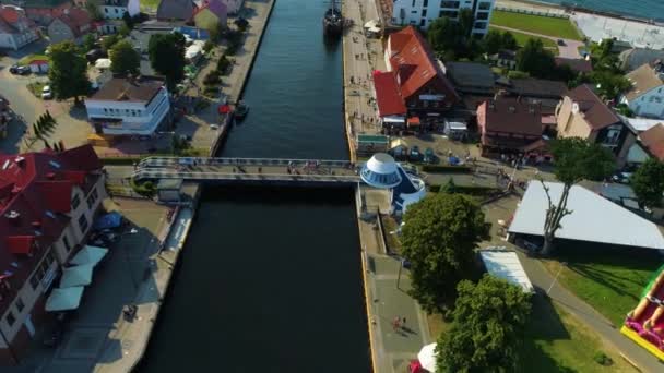 Schiebebrücke Darlowo Rozsuwany Most Aerial View Polen Hochwertiges Filmmaterial — Stockvideo