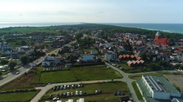 Schöne Landschaft Jastarnia Piekny Krajobraz Luftaufnahme Polen Hochwertiges Filmmaterial — Stockvideo