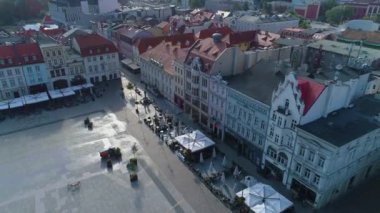 Eski kasaba pazarı Bydgoszcz Stary Rynek Centrum Aerial View Poland. Yüksek kalite 4k görüntü