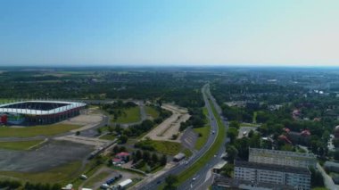 Zaglebie Lubin Stadyumu Hava Manzarası Polonya. Yüksek kalite 4k görüntü