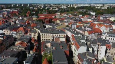 Eski Torun Kasabası Miasto Havadan Polonya 'ya bakıyor. Yüksek kalite 4k görüntü