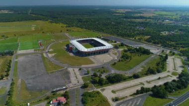 Zaglebie Lubin Stadyumu Hava Manzarası Polonya. Yüksek kalite 4k görüntü