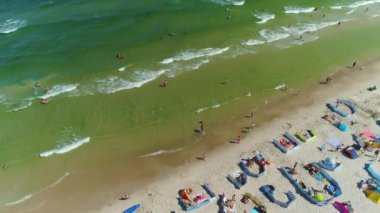 Plaj Baltık Denizi Debki Plaza Morze Baltyckie Hava Görüntüsü Polonya. Yüksek kalite 4k görüntü
