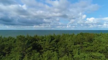 Sahil Baltık Denizi Karwia Plaza Morze Baltyckie Hava Görüntüsü Polonya. Yüksek kalite 4k görüntü