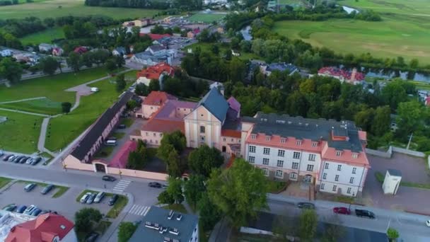 Monastery Capuchin Brothers Lomza Klasztor Kapucynow Aerial View Poland High — Stock Video