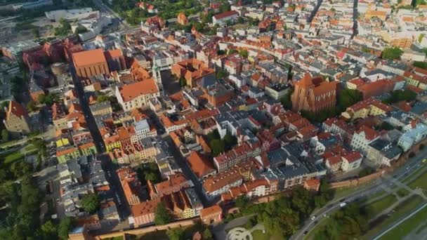美丽的全景旧城中心威斯拉 斯塔雷 米阿斯托空中观波兰 高质量的4K镜头 — 图库视频影像