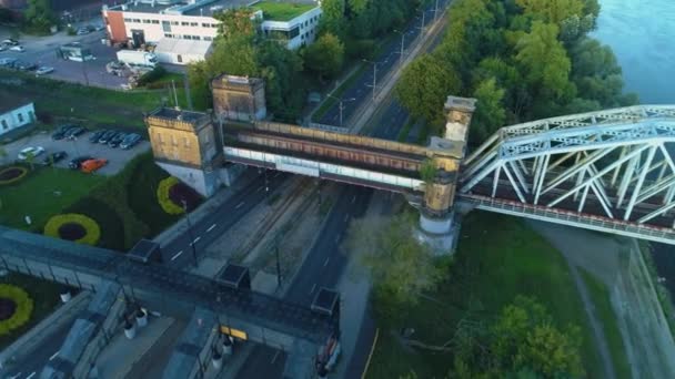 Tren Stasyonu Torun Dworzec Miasto Hava Görüntüleme Polonya Yüksek Kalite — Stok video