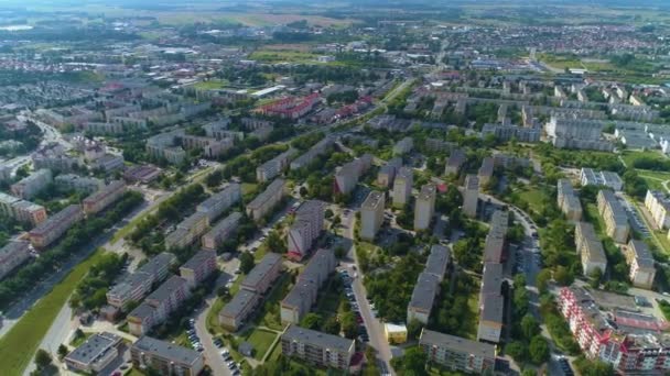 Bellissimo Paesaggio Appartamenti Lomza Krajobraz Domy Vista Aerea Polonia Filmati — Video Stock