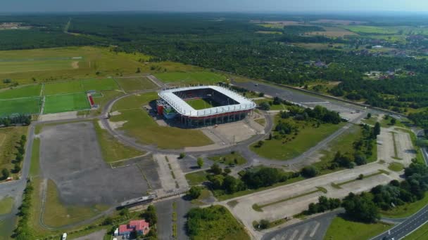 Stadion Zaglebie Lubin Stadion Landschap Luchtfoto Polen Hoge Kwaliteit Beeldmateriaal — Stockvideo