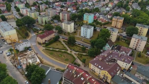 Square Miedzyzdroje Plac Ulica Norwida Aerial View Poland Vysoce Kvalitní — Stock video