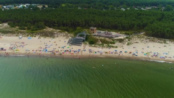 Пляж Балтийского Моря Lazy Plaza Morze Baltyckie Воздушный Вид Польши — стоковое видео
