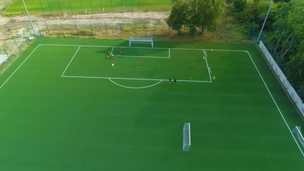 Mks Podlasie Stadium Biala Podlaska Stadion Aerial View Polsko Vysoce — Stock video