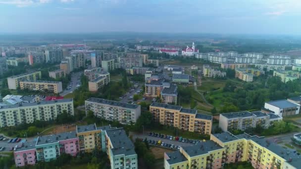 Schöne Landschaft Siedlung Suwalki Domy Osiedle Luftbild Polen Hochwertiges Filmmaterial — Stockvideo