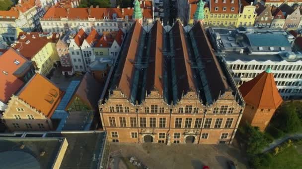 Great Armory Old Town Gdaňsk Wielka Zbrojownia Aerial View Poland — Stock video