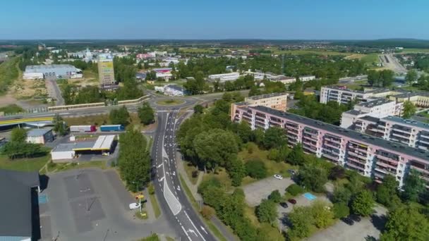 Rondo Viaduct Tracks Konin Aerial View Poland Inglês Imagens Alta — Vídeo de Stock