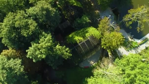Beautiful Central Park Majkowskiego Pond Wejherowo Aerial View Poland High — Stock Video