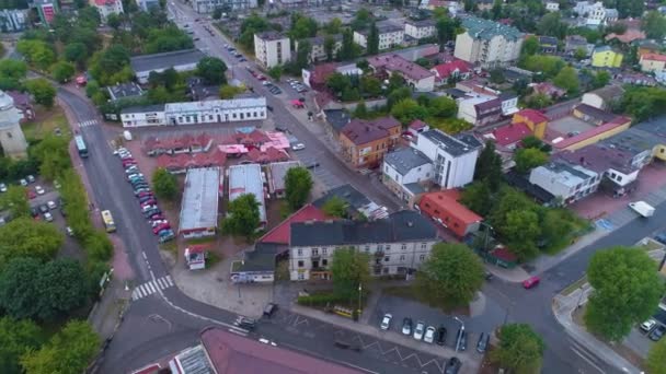 Üzletek Belváros Otwock Sklepiki Aerial View Lengyelország Kiváló Minőségű Felvételek — Stock videók