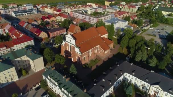 Rooms Katholieke Kerk Lomza Kosciol Luchtfoto Polen Hoge Kwaliteit Beeldmateriaal — Stockvideo