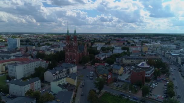 Landscape Cathedral Siedlce Katedra Maryi Panny Aerial View Lengyelország Kiváló — Stock videók