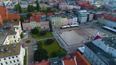 Eski kasaba pazarı Bydgoszcz Stary Rynek Centrum Aerial View Poland. Yüksek kalite 4k görüntü
