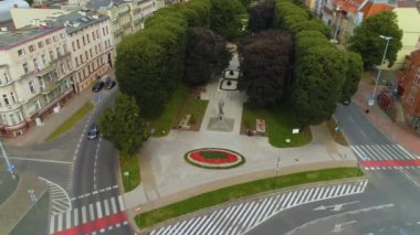 Park Sienkiewicza Slupsk Merkez Hava Görüntüsü Polonya. Yüksek kalite 4k görüntü