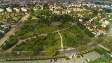 Park Wladyslawa Lokietka Wloclawek Şehir Merkezi Hava Görüntüsü Polonya. Yüksek kalite 4k görüntü