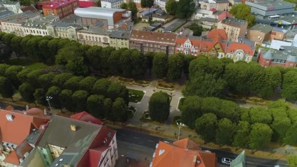 Park Sienkiewicza Slupsk Centrum Aerial View Polsko Vysoce Kvalitní Záběry — Stock video