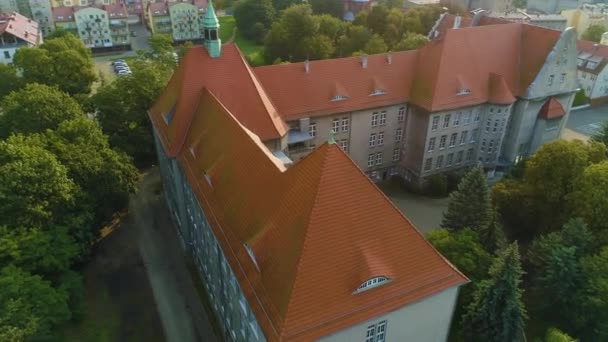 School Complex Stargard Zespol Szkol Mieszka Aerial View Poland High — Stock Video