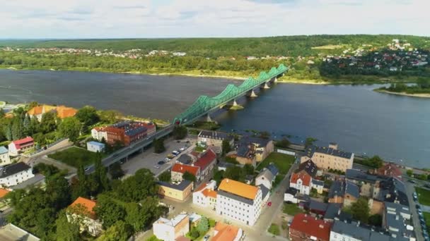 Green Bridge River Vistula Wloclawek Most Zielony Wisla Aerial View — Vídeo de Stock