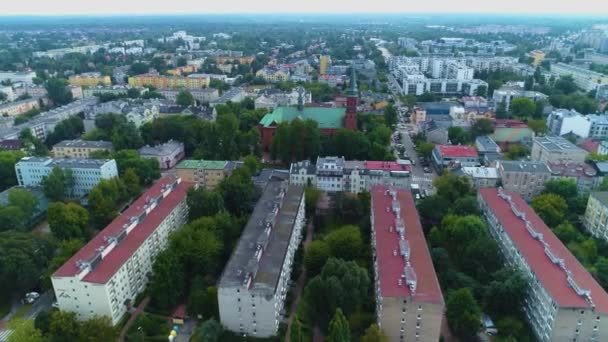 Panoráma Templom Pruszkow Kosciol Kazimierza Aerial View Lengyelország Kiváló Minőségű — Stock videók