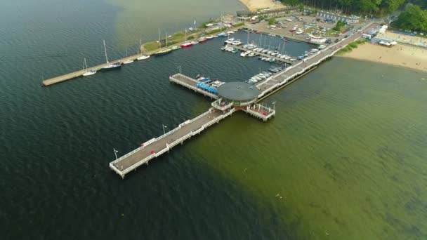 Molo Yacht Harbor Puck Port Aerial View Poland 高质量的4K镜头 — 图库视频影像