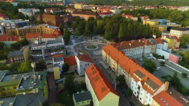 Ulica Dworcowa Rondo Gorzów Wielkopolski Aerial View Poland Wysokiej Jakości — Wideo stockowe