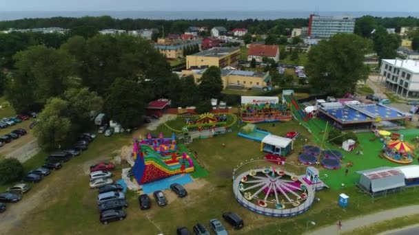 Lunapark Mirolandia Dabki Wesole Miasteczko Hava Görüntüsü Polonya Yüksek Kalite — Stok video