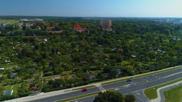 Allotment Gardens Lubin Ogrodki Dzialkowe Aerial View Poland High Quality — Stock Video