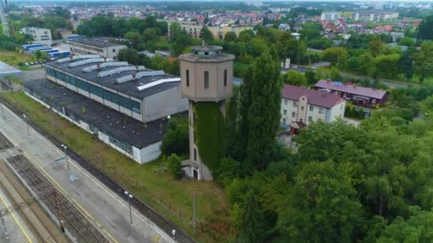 Vlakové Nádraží Ostroleka Dworzec Kolejowy Aerial View Polsko Vysoce Kvalitní — Stock video