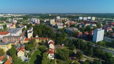 Panorama Pilsudskiego Meydanı Lubin Havacılık Görünümü Polonya. Yüksek kalite 4k görüntü