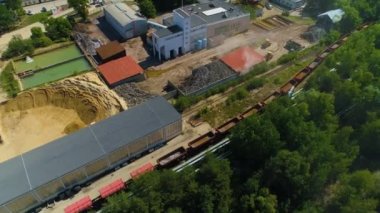 Sanayi bölgesi Lubin Obszar Przemyslow Hava Görüntüsü Polonya. Yüksek kalite 4k görüntü