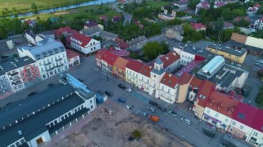 Eski Kent Pazar Konseyi Lomza Stary Rynek Urzad Miasta Havacılık Görünümü Polonya. Yüksek kalite 4k görüntü