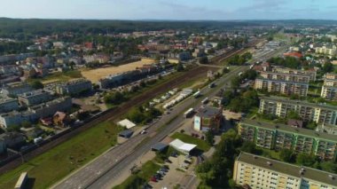 Panorama Caddesi Wojska Polskiego Treni Wejherowo Krajobraz Hava Görüntülü Polonya. Yüksek kalite 4k görüntü
