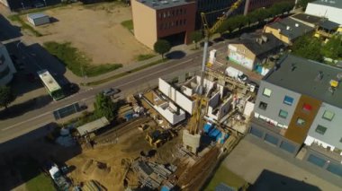 Wejherowo İnşaat Budowa Budynku Hava Manzarası Polonya. Yüksek kalite 4k görüntü